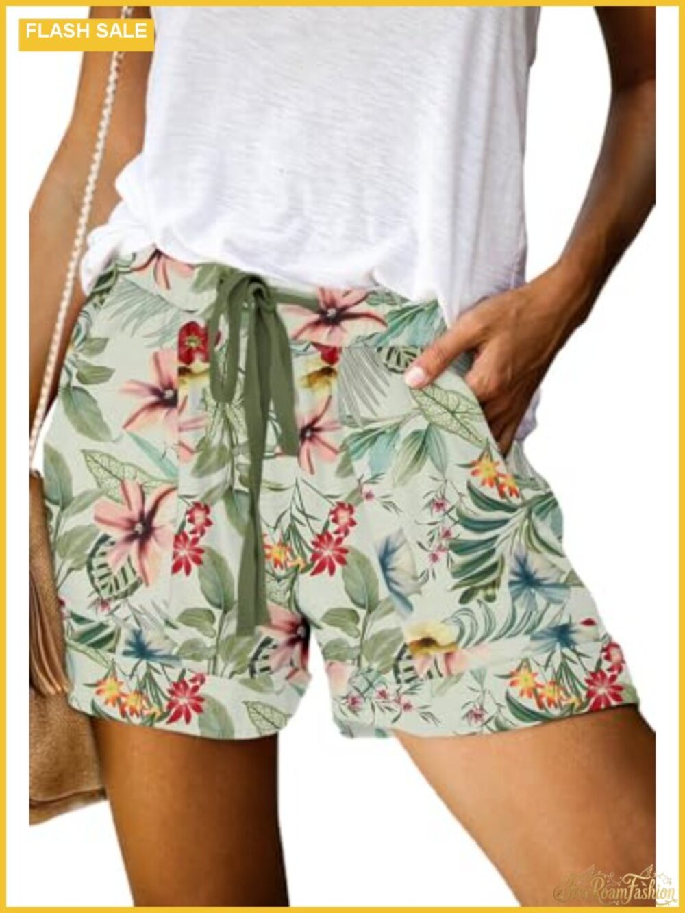 Women's Casual Drawstring Shorts with Pockets, Elastic Waist Summer Pants